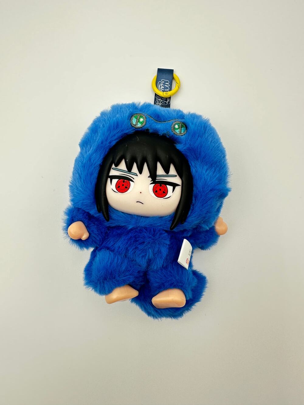 Blue Fuzzy Anime Style Plush Keychain Red Eye Character Bag Charm Cute
